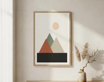 Góra — japońska grafika ścienna do druku, pobieranie cyfrowe | Spokój i dąb