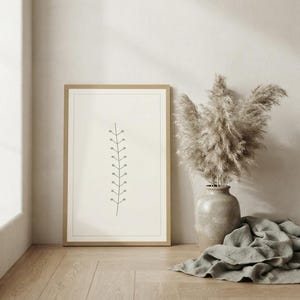 Single Stem — Botanical Line Japandi Wall Art Print, Minimalist Neutral | Calm & Oak image 8