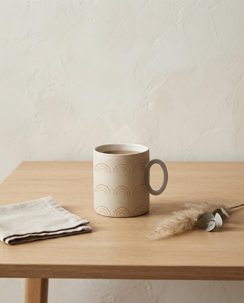Sun Arch Boho Ceramic Mug 11oz | Sun Arcs by Calm & Oak image 1