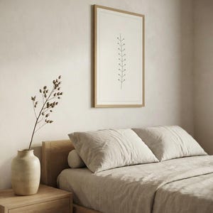 Single Stem — Botanical Line Japandi Wall Art Print, Minimalist Neutral | Calm & Oak image 4