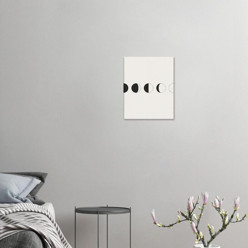 Moon Phases — Celestial Japandi Canvas Print, Minimalist Neutral | Calm & Oak image 3