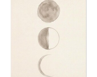 Moon Phases Print, Three Moon Cycle Wall Art, Japandi Landscape, Lunar Phases Decor | Moon Cycle by Calm & Oak