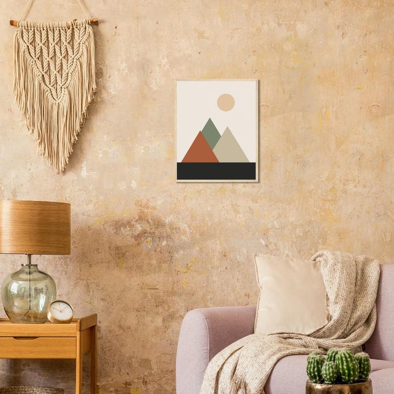 Mountain — Layered Peaks Japandi Framed Print, Minimalist Neutral | Calm & Oak image 6