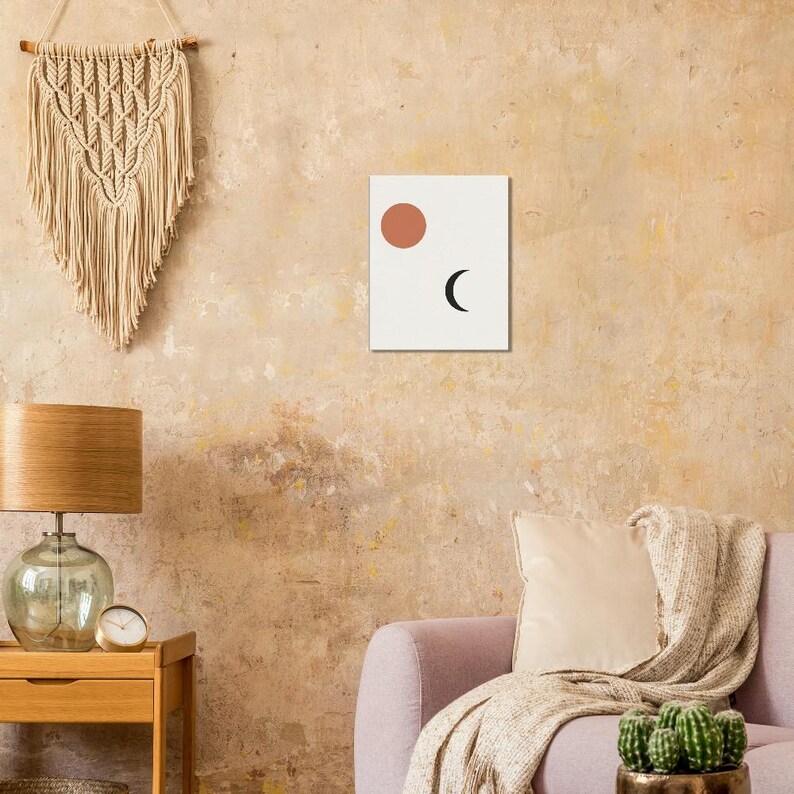 Sun and Moon — Celestial Pair Japandi Canvas Print, Minimalist Neutral | Calm & Oak imagen 6