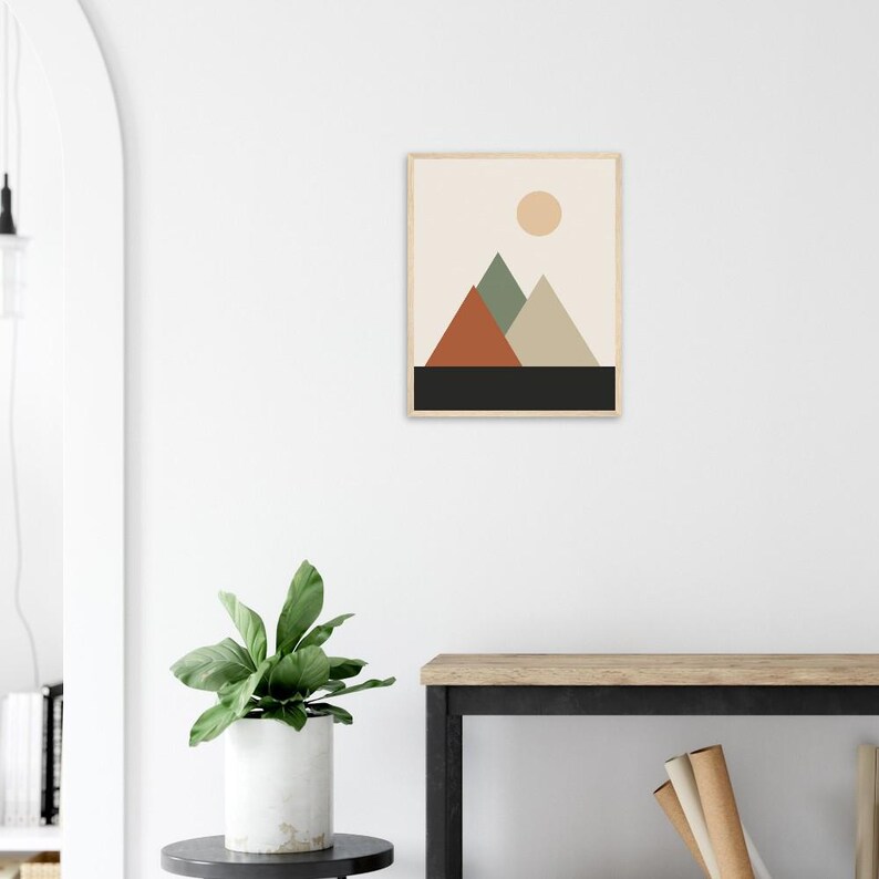 Mountain — Layered Peaks Japandi Framed Print, Minimalist Neutral | Calm & Oak image 8