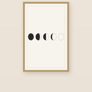 Moon Phases Print, Japandi Lunar Wall Art, Minimalist Celestial Decor, Above Bed Neutral | Calm & Oak image 2