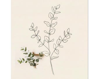 Eucalyptus Print, Single Line Botanical Wall Art, Japandi Botanical Line Drawing, Minimalist Leaf | Eucalyptus by Calm & Oak