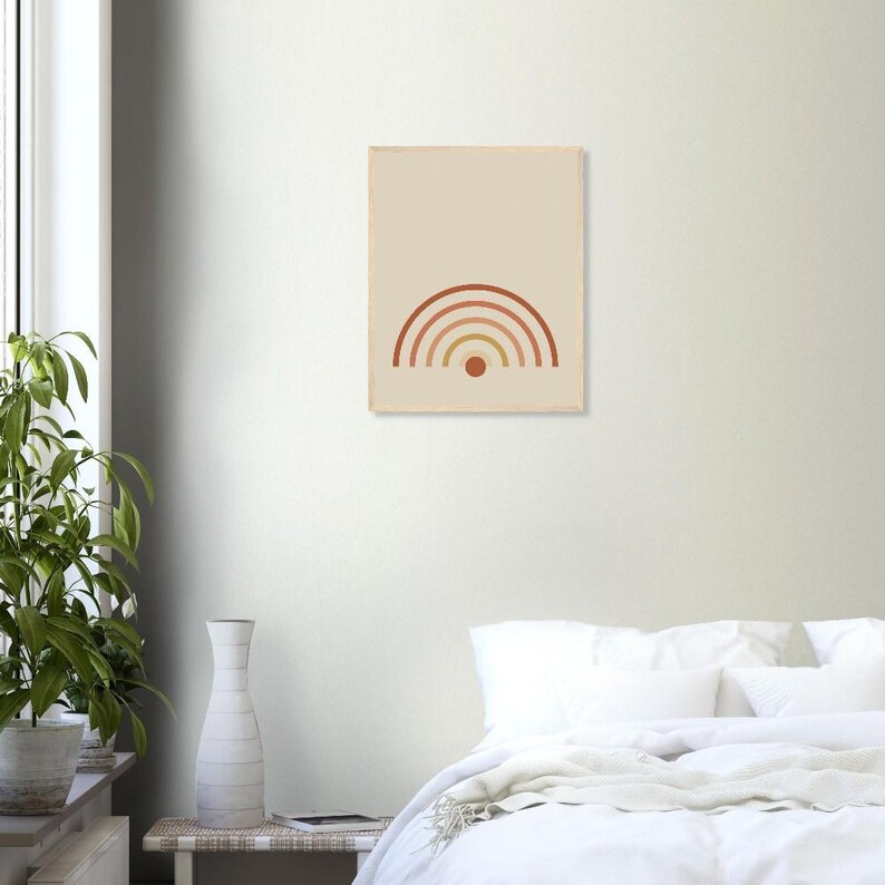 Rising Sun — Boho Arch Japandi Framed Print, Minimalist Neutral | Calm & Oak image 7