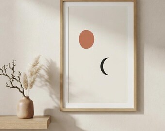 Sun and Moon — Japandi Printable Wall Art, Digital Download | Calm & Oak