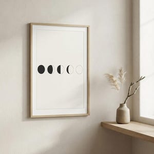 Moon Phases — Celestial Japandi Framed Print, Minimalist Neutral | Calm & Oak image 1