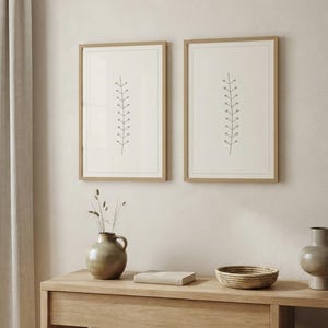 Single Stem — Botanical Line Japandi Wall Art Print, Minimalist Neutral | Calm & Oak image 6