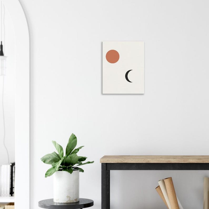 Sun and Moon — Celestial Pair Japandi Canvas Print, Minimalist Neutral | Calm & Oak imagen 8