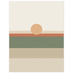 Impresión de paisaje de campo de color, arte mural minimalista Japandi, decoración en tonos tierra neutros, horizonte tonal / Calma y roble 27x35 cm / 11x14″