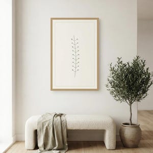 Single Stem — Botanical Line Japandi Wall Art Print, Minimalist Neutral | Calm & Oak image 5