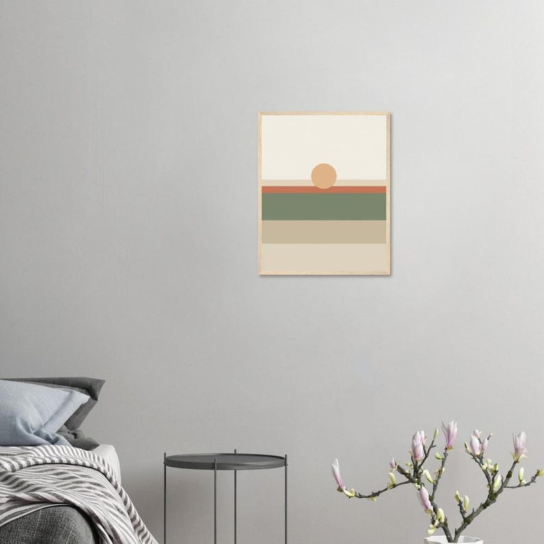 Tonal Horizon — Colour-Field Landscape Japandi Framed Print, Minimalist Neutral | Calm & Oak image 3