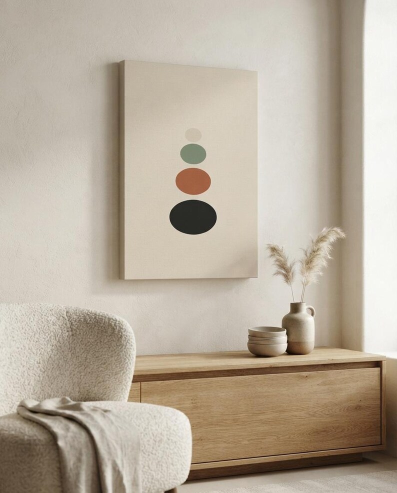 Balance — Stacked Stones Japandi Canvas Print, Minimalist Neutral | Calm & Oak image 3
