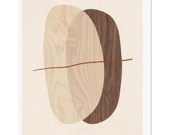 Tonal Study Print, Oak Walnut Color Field Art, Japandi Abstract Wall Art, Earth Tone Palette | Two Woods by Calm & Oak