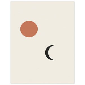 Sun and Moon Print, Japandi Celestial Wall Art, Minimalist Neutral Decor, Above Bed | Calm & Oak 27x35 cm / 11x14″