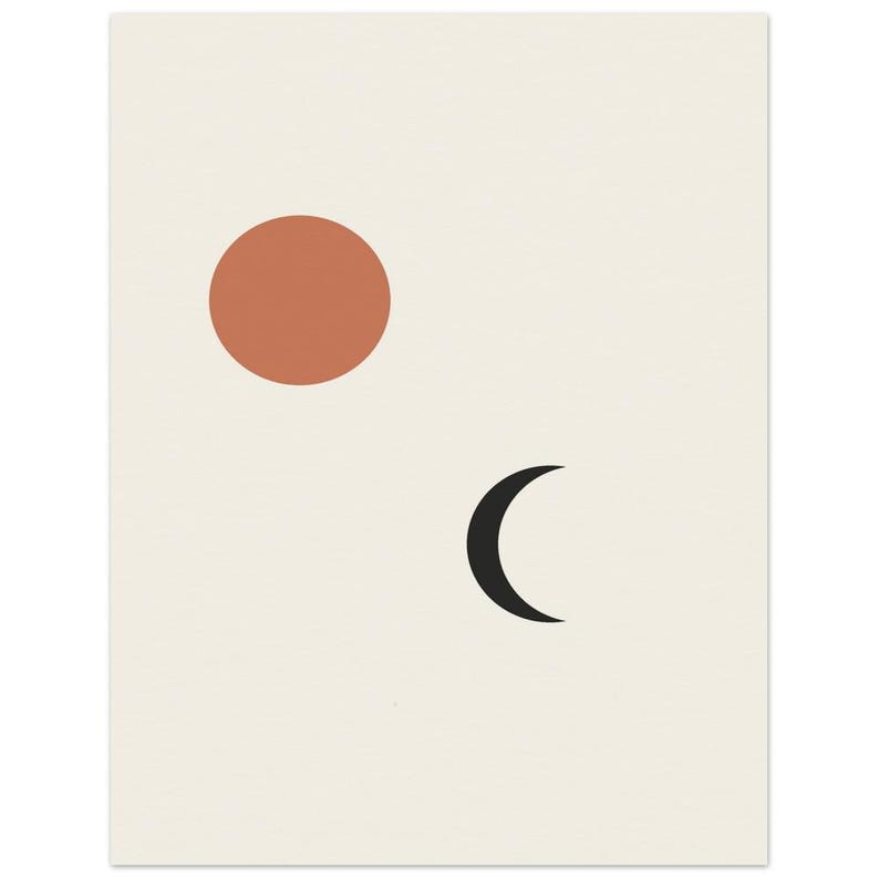Sun and Moon Print, Japandi Celestial Wall Art, Minimalist Neutral Decor, Above Bed | Calm & Oak 27x35 cm / 11x14″