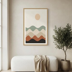 Layered Hills — Abstract Landscape Japandi Framed Print, Minimalist Neutral | Calm & Oak image 7