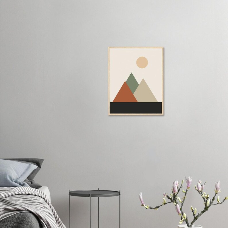 Mountain — Layered Peaks Japandi Framed Print, Minimalist Neutral | Calm & Oak image 3