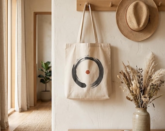 Bolso tote Ensō Clay Japandi — Lona minimalista neutra / Calm & Oak