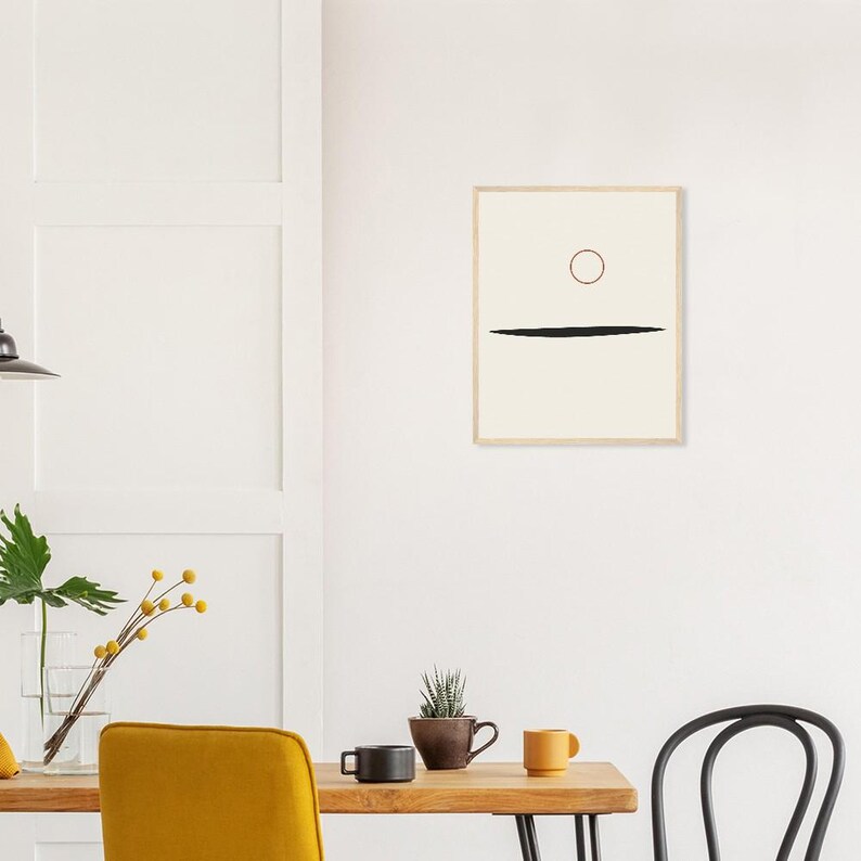 Ink Horizon — Sumi Brushstroke Japandi Framed Print, Minimalist Neutral | Calm & Oak image 9