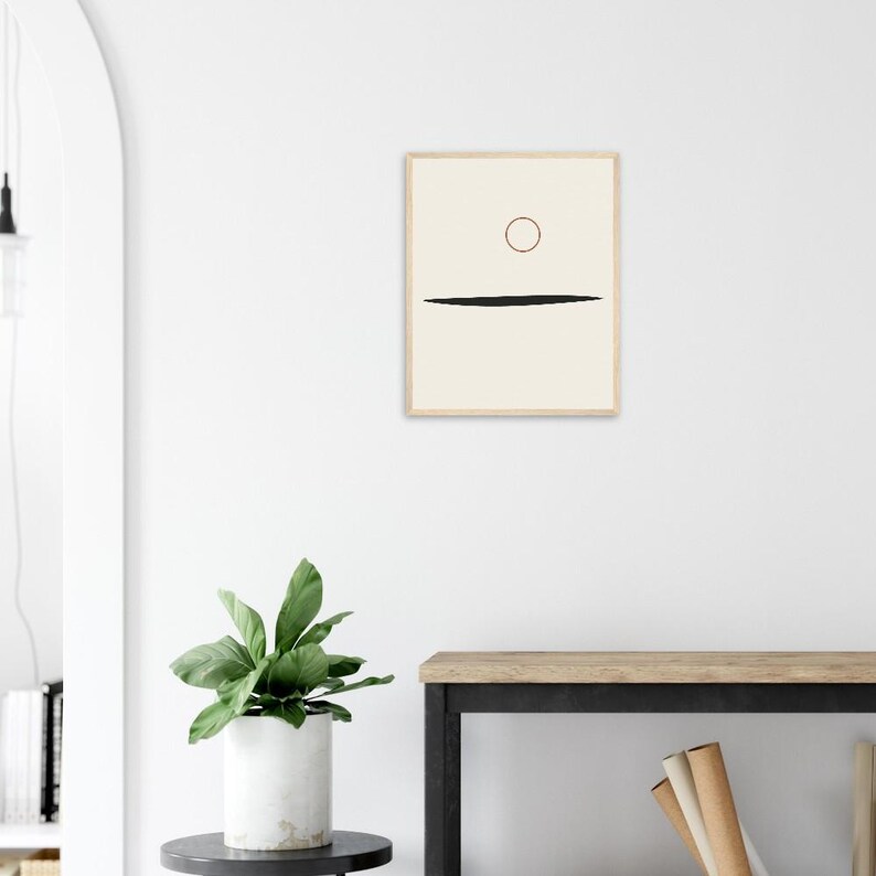 Ink Horizon — Sumi Brushstroke Japandi Framed Print, Minimalist Neutral | Calm & Oak image 8