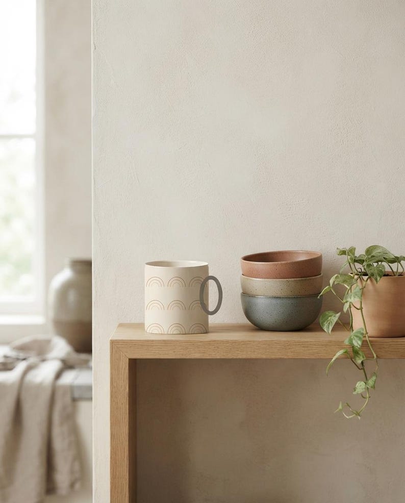 Sun Arch Boho Ceramic Mug 11oz | Sun Arcs by Calm & Oak image 3