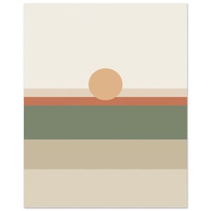 Impresión de paisaje de campo de color, arte mural minimalista Japandi, decoración en tonos tierra neutros, horizonte tonal / Calma y roble 20x25 cm / 8x10″