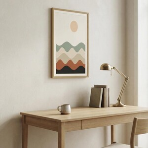 Layered Hills — Abstract Landscape Japandi Framed Print, Minimalist Neutral | Calm & Oak image 2