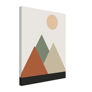 Mountain — Layered Peaks Japandi Canvas Print, Minimalist Neutral | Calm & Oak image 1