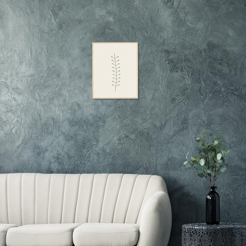 Single Stem — Botanical Line Japandi Framed Print, Minimalist Neutral | Calm & Oak image 10