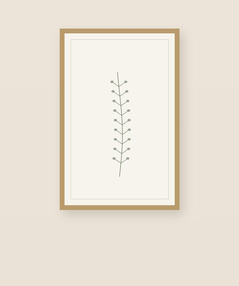 Single Stem — Botanical Line Japandi Canvas Print, Minimalist Neutral | Calm & Oak imagen 5