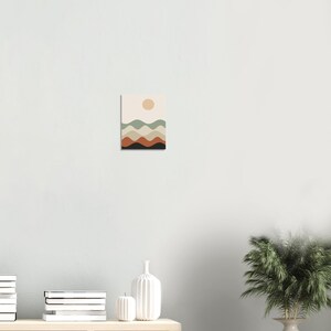 Japandi Abstrakte Landschaft, Minimalistische neutrale Wandkunst, über Bett-Dekor, geschichtete Hügel | Ruhe & Eiche Bild 4