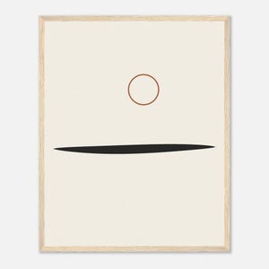 Ink Horizon — Sumi Brushstroke Japandi Framed Print, Minimalist Neutral | Calm & Oak image 2