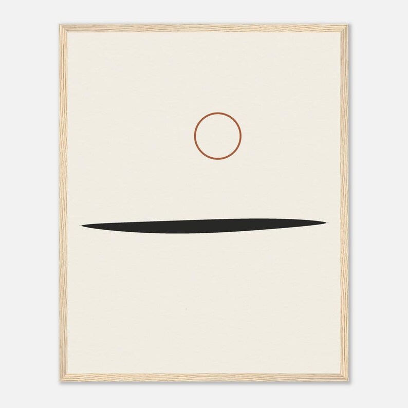 Ink Horizon — Sumi Brushstroke Japandi Framed Print, Minimalist Neutral | Calm & Oak image 2