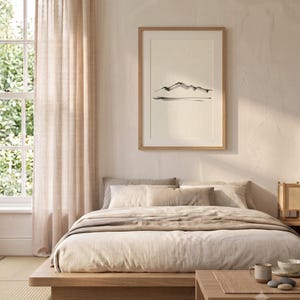 Ink Horizon — Sumi Brushstroke Japandi Wall Art Print, Minimalist Neutral | Calm & Oak image 12