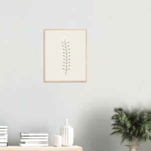 Single Stem — Botanical Line Japandi Framed Print, Minimalist Neutral | Calm & Oak image 4