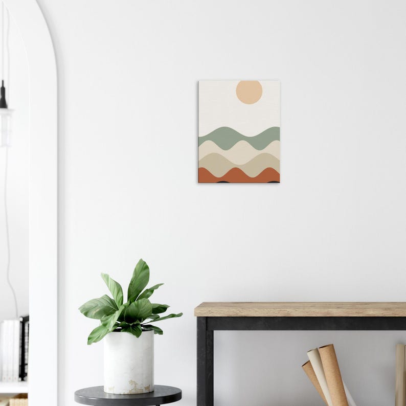 Layered Hills — Abstract Landscape Japandi Canvas Print, Minimalist Neutral | Calm & Oak image 4