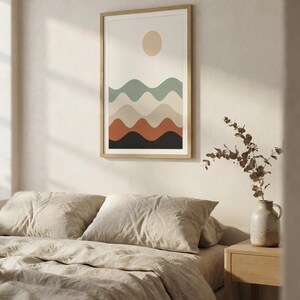 Layered Hills — Abstract Landscape Japandi Framed Print, Minimalist Neutral | Calm & Oak image 3