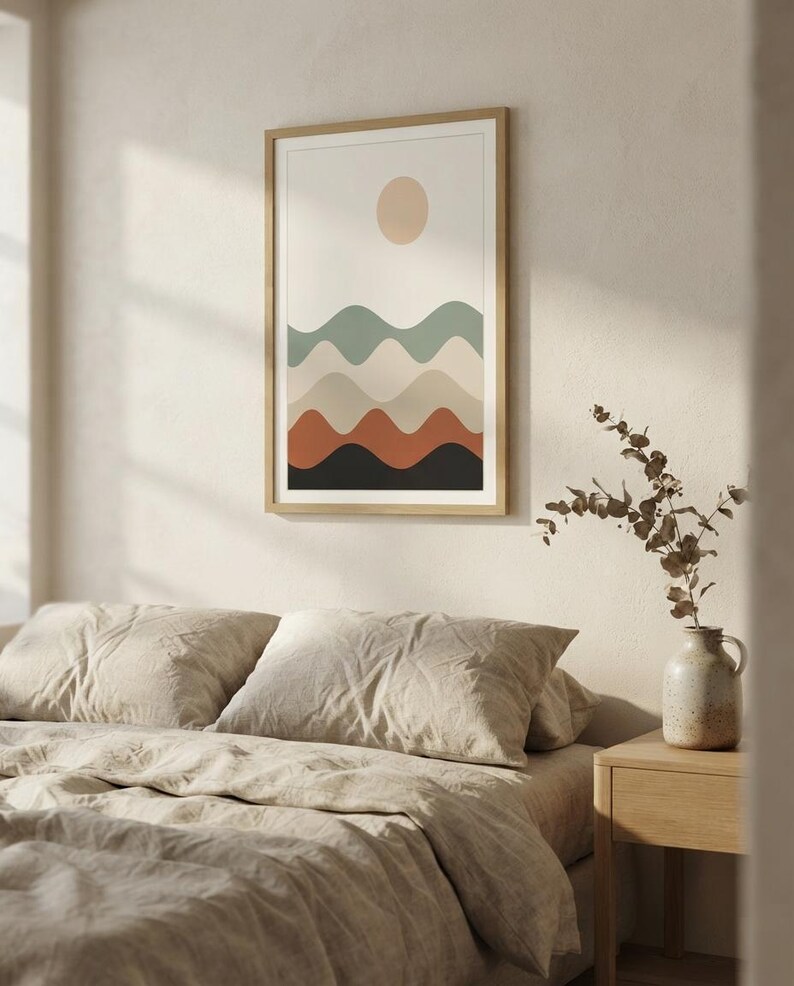 Layered Hills — Abstract Landscape Japandi Framed Print, Minimalist Neutral | Calm & Oak image 3