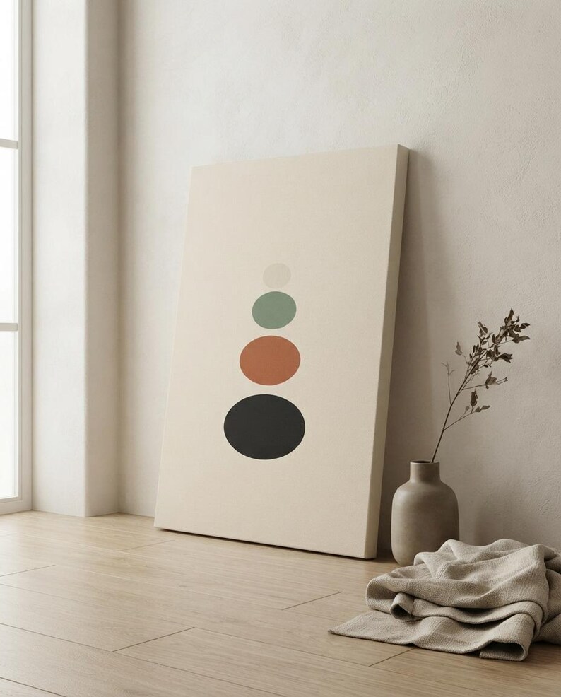 Balance — Stacked Stones Japandi Canvas Print, Minimalist Neutral | Calm & Oak image 6