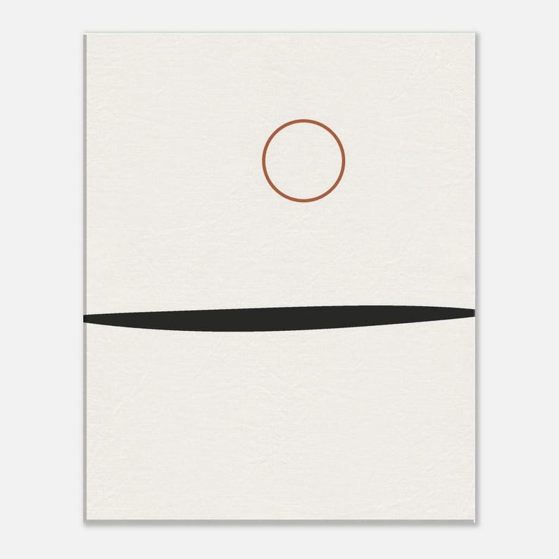 Ink Horizon — Sumi Brushstroke Japandi Canvas Print, Minimalist Neutral | Calm & Oak imagen 2
