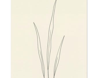 Wild Grass Print, Minimalist Botanical Line Art, Japandi Wall Art, Quiet Botanical | Wild Grass by Calm & Oak