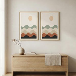Layered Hills — Abstract Landscape Japandi Framed Print, Minimalist Neutral | Calm & Oak image 4
