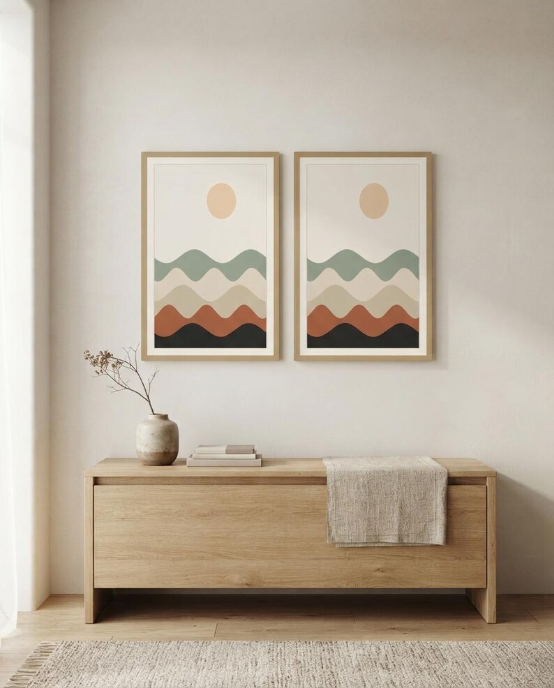 Layered Hills — Abstract Landscape Japandi Framed Print, Minimalist Neutral | Calm & Oak image 4