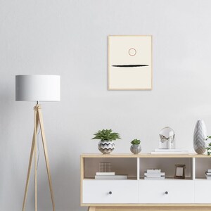 Ink Horizon — Sumi Brushstroke Japandi Framed Print, Minimalist Neutral | Calm & Oak image 5