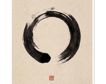Sumi-e Enso Print, Japandi Wall Art, Zen Circle Brushstroke, Above-Bed Decor | Enso by Calm & Oak