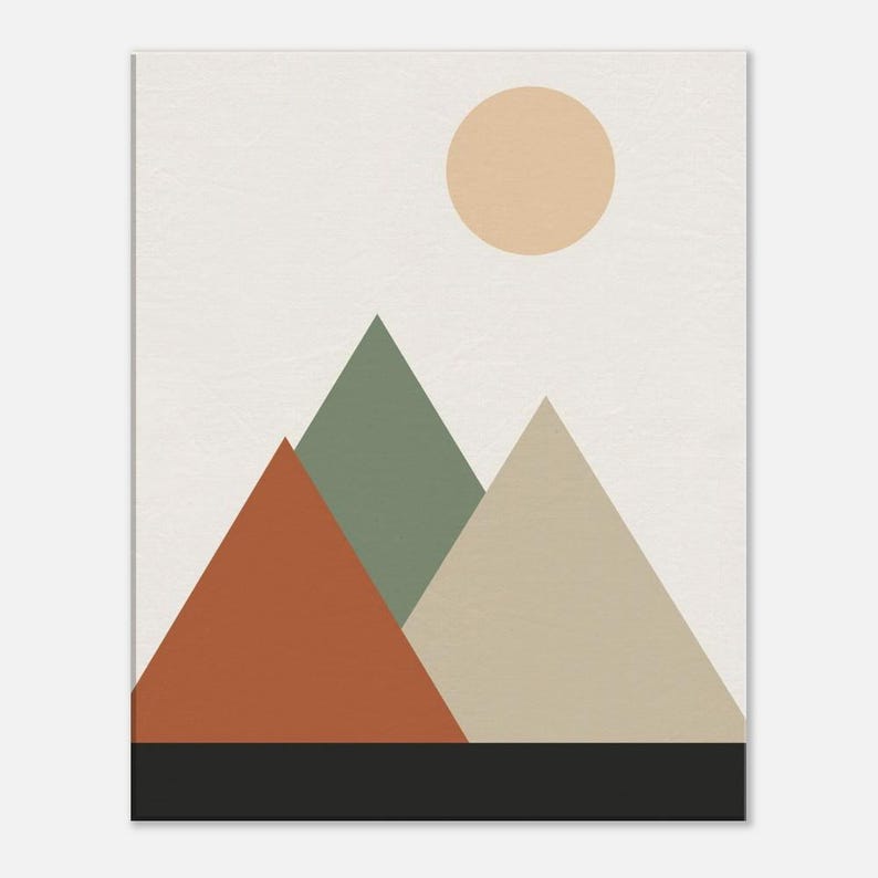 Mountain — Layered Peaks Japandi Canvas Print, Minimalist Neutral | Calm & Oak image 2